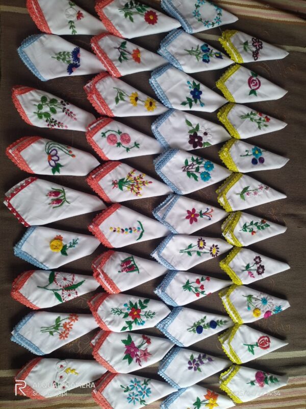 Set of Hand-Embroidered Floral Napkins