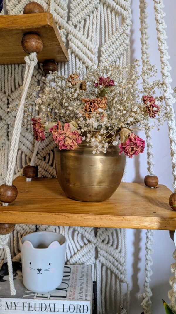 Handcrafted Macrame Plank Plant Holder – Boho Wall Hanging Shelf - Image 2