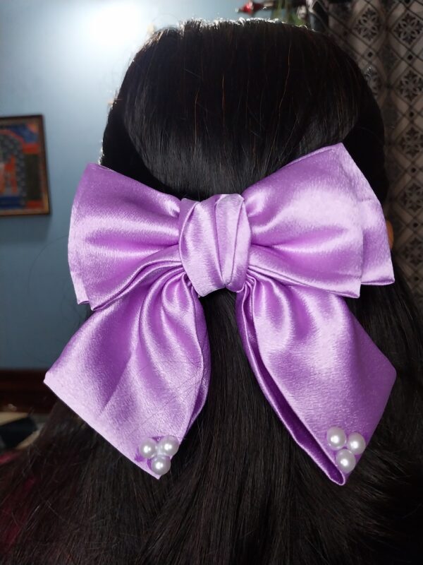 Pigtail satin hair bow - Image 3