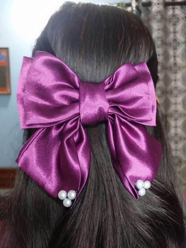 Pigtail satin hair bow - Image 4